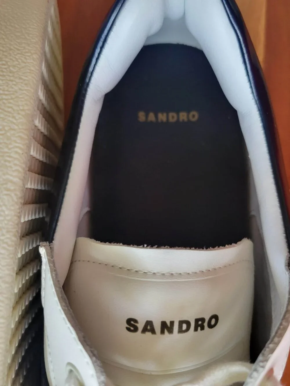 Sandro Paris White Black Low Top Lace Up Leather Sneakers Men”s EU 44 Preppy